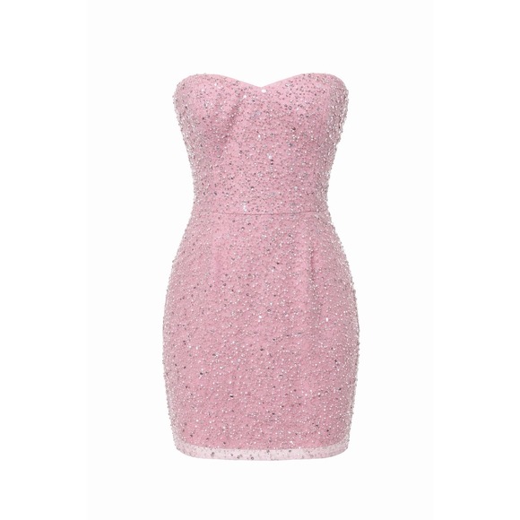 Dress the Population Dresses & Skirts - NWT Dress The Population Crystal Sequin Mini Dress Women's Pink Size L Body-con